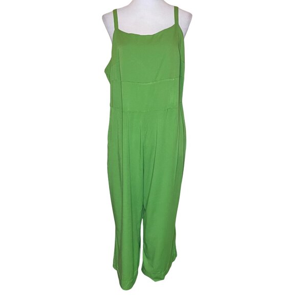 Torrid Emerald Green Wide Leg Jumpsuit Tie Back Plus Size Holiday 20/22 Comfy - Picture 5 of 16